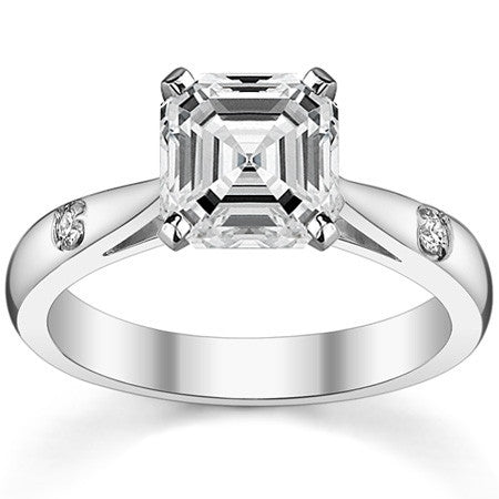 Round Brilliant Moissanite Cathedral Engagement Ring Setting