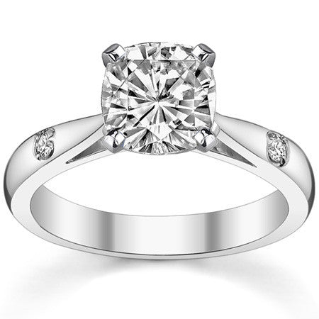 Round Brilliant Moissanite Cathedral Engagement Ring Setting