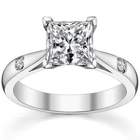 Round Brilliant Moissanite Cathedral Engagement Ring Setting