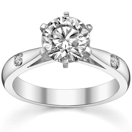 Round Brilliant Moissanite Cathedral Engagement Ring Setting