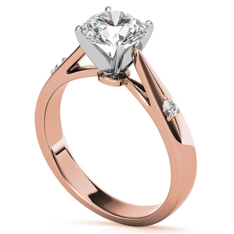Round Brilliant Moissanite Cathedral Engagement Ring Setting