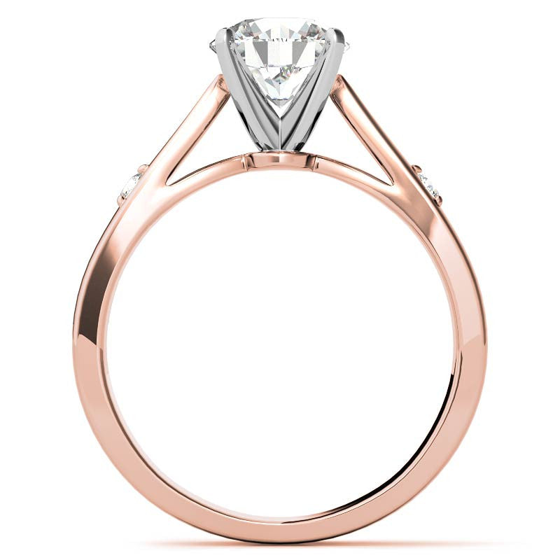 Round Brilliant Moissanite Cathedral Engagement Ring Setting