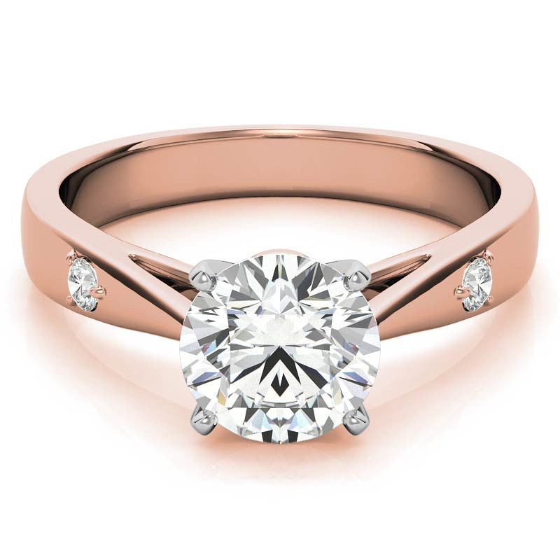 Round Brilliant Moissanite Cathedral Engagement Ring Setting