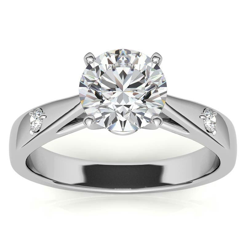 Round Brilliant Moissanite Cathedral Engagement Ring Setting