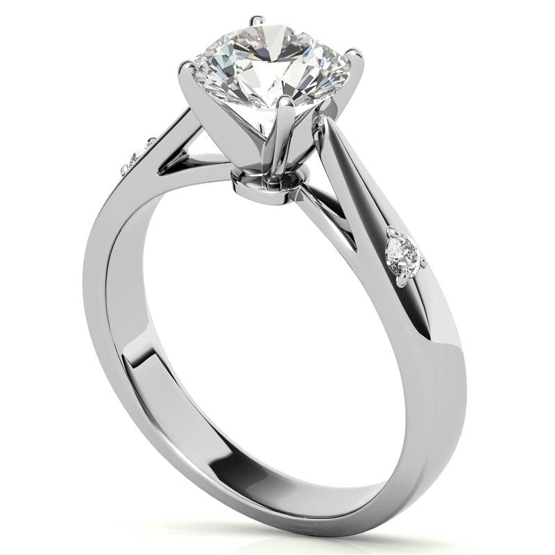 Round Brilliant Moissanite Cathedral Engagement Ring Setting