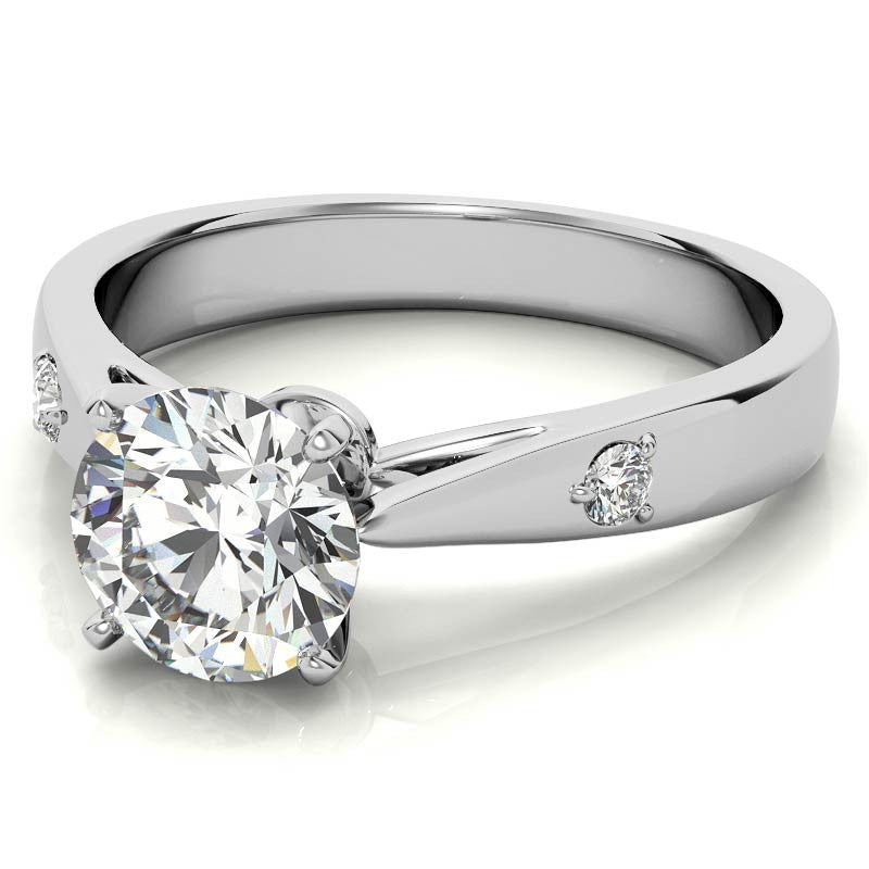 Round Brilliant Moissanite Cathedral Engagement Ring Setting