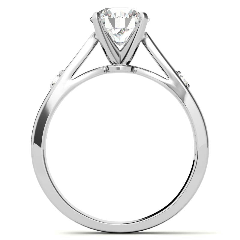 Round Brilliant Moissanite Cathedral Engagement Ring Setting