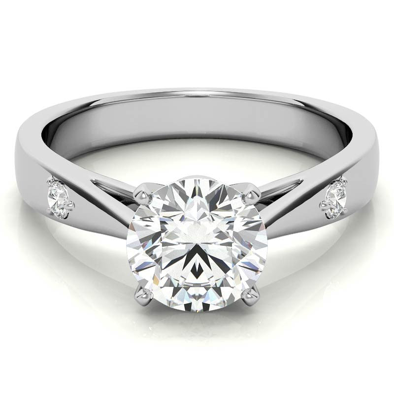 Round Brilliant Moissanite Cathedral Engagement Ring Setting