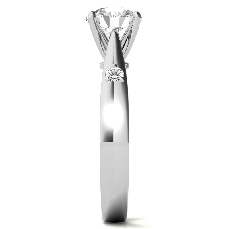 Round Brilliant Moissanite Cathedral Engagement Ring Setting