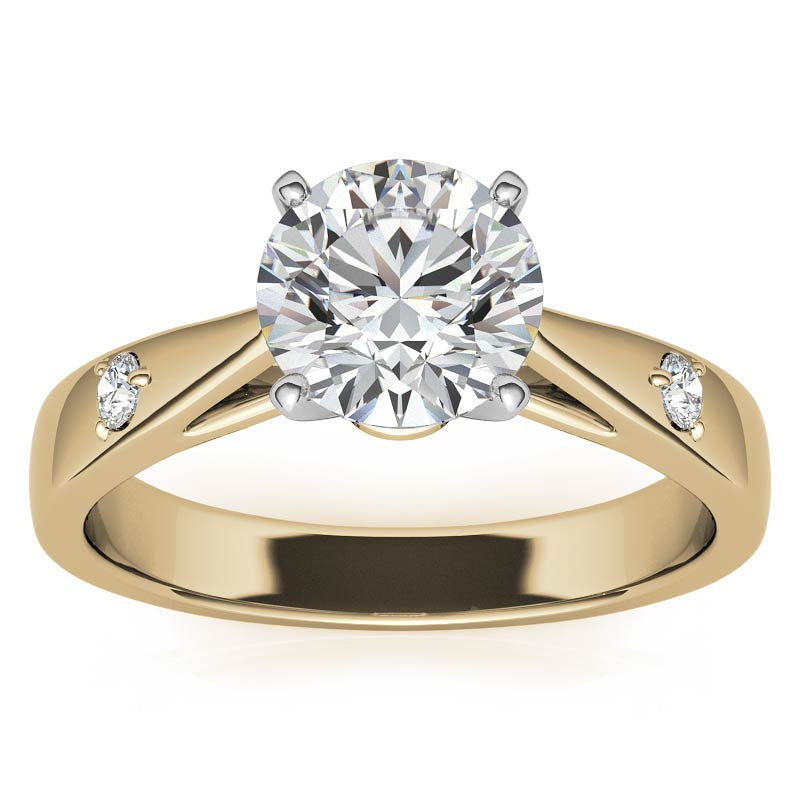 Round Brilliant Moissanite Cathedral Engagement Ring Setting