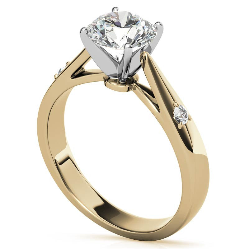 Round Brilliant Moissanite Cathedral Engagement Ring Setting