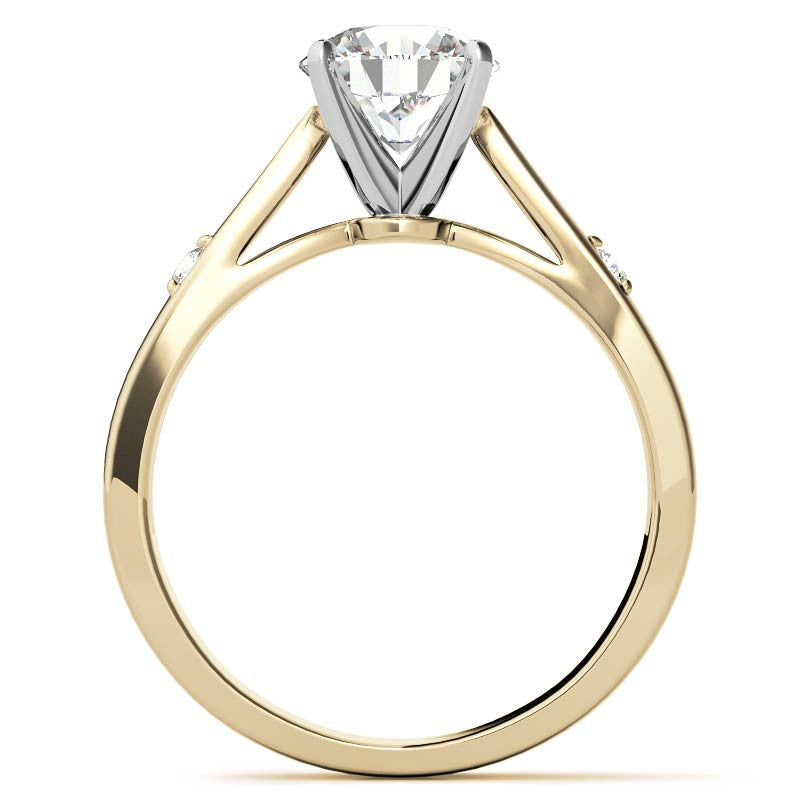 Round Brilliant Moissanite Cathedral Engagement Ring Setting