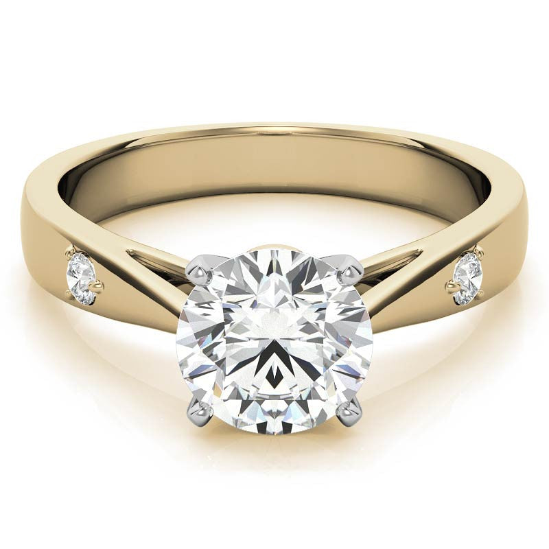 Round Brilliant Moissanite Cathedral Engagement Ring Setting