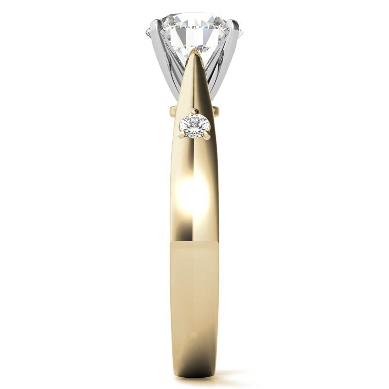 Round Brilliant Moissanite Cathedral Engagement Ring Setting