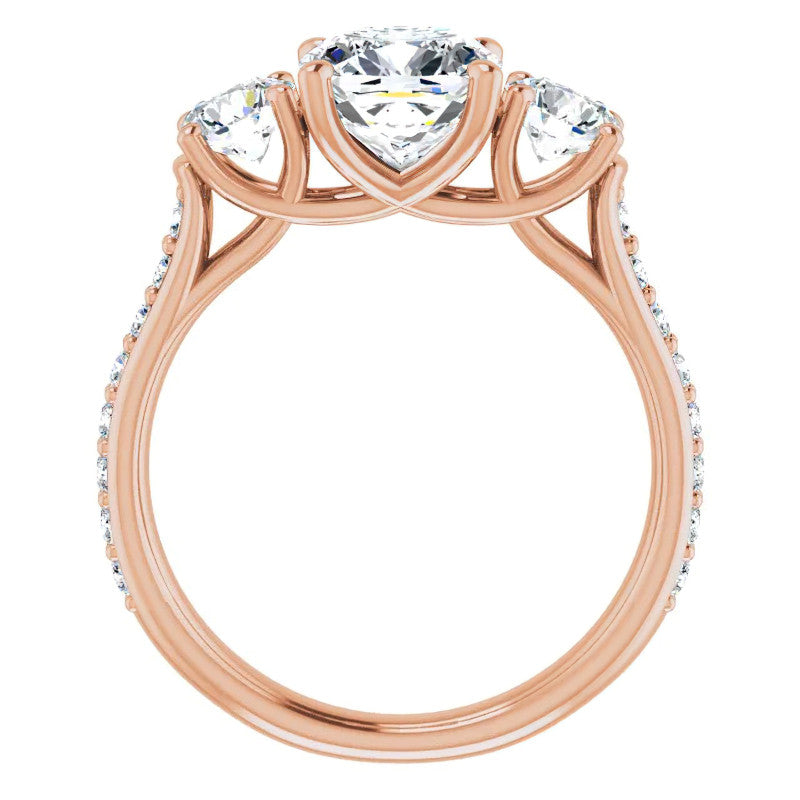 Cushion 3-Stone Style Moissanite Engagement Ring