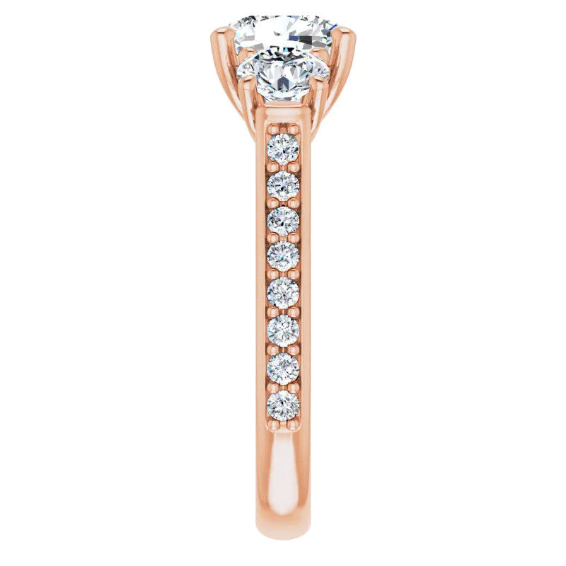 Cushion 3-Stone Style Moissanite Engagement Ring