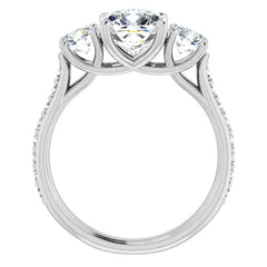 Cushion 3-Stone Style Moissanite Engagement Ring