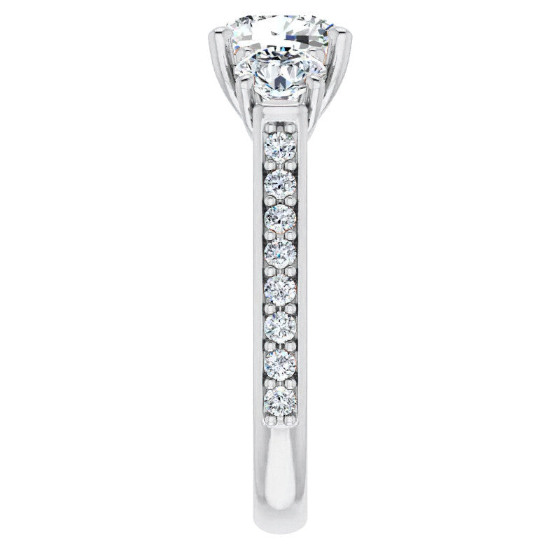 Cushion 3-Stone Style Moissanite Engagement Ring