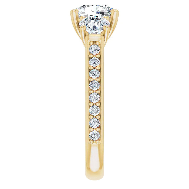 Cushion 3-Stone Style Moissanite Engagement Ring