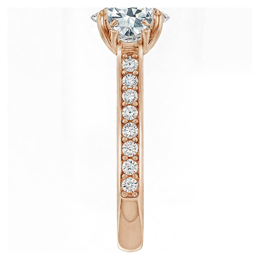 Oval & Round Three-Stone Moissanite Engagement Ring