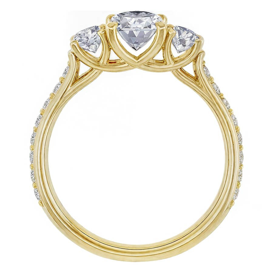 Oval & Round Three-Stone Moissanite Engagement Ring