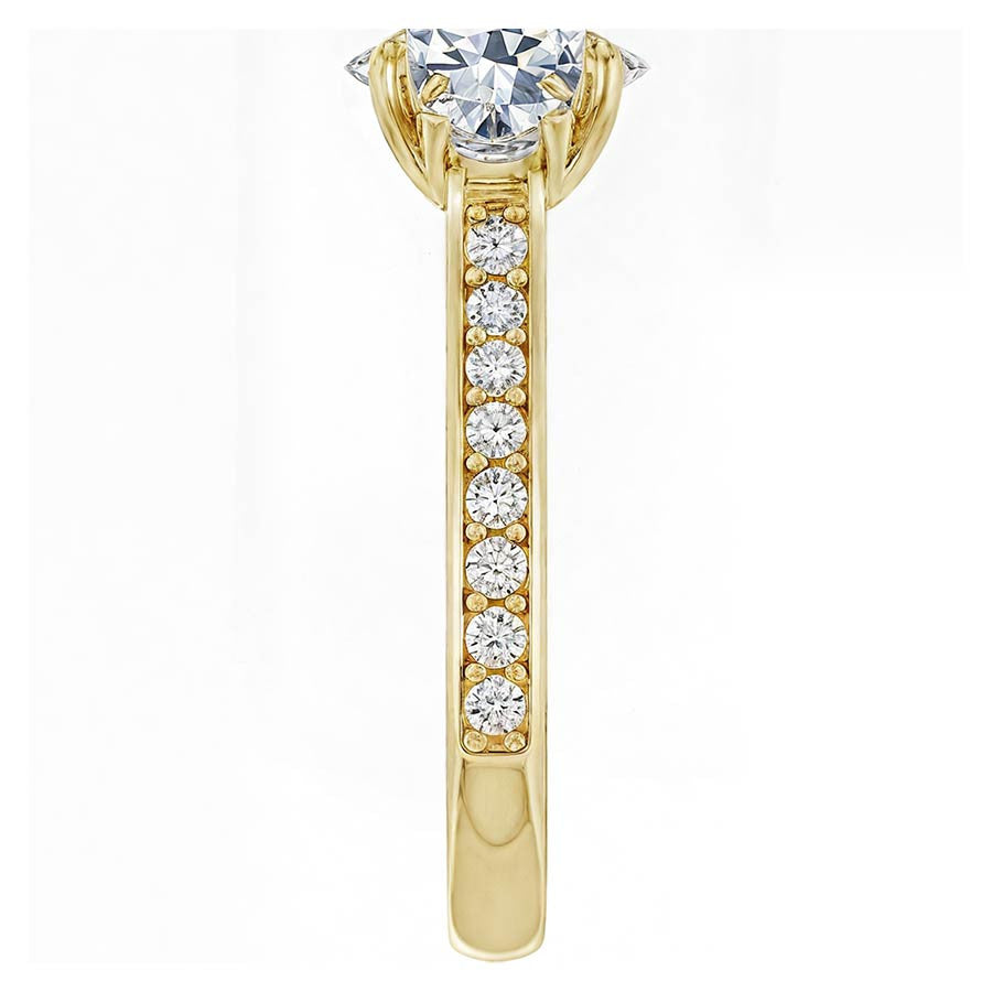 Oval & Round Three-Stone Moissanite Engagement Ring