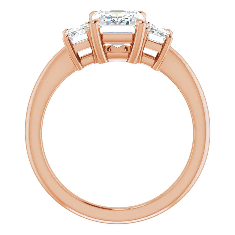 Emerald cut Moissanite Three-Stone Engagement Ring