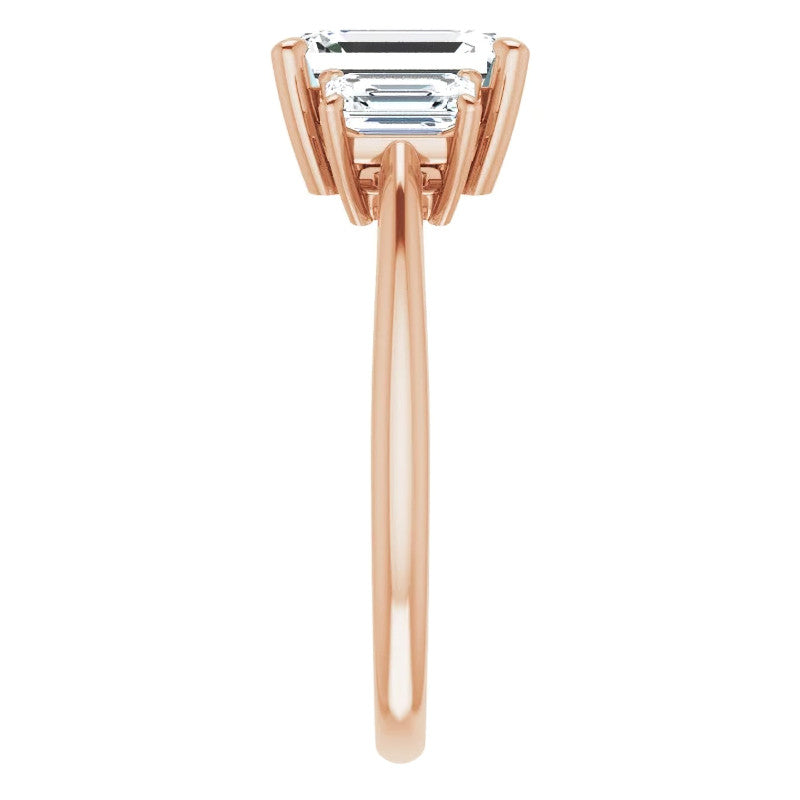 Emerald cut Moissanite Three-Stone Engagement Ring