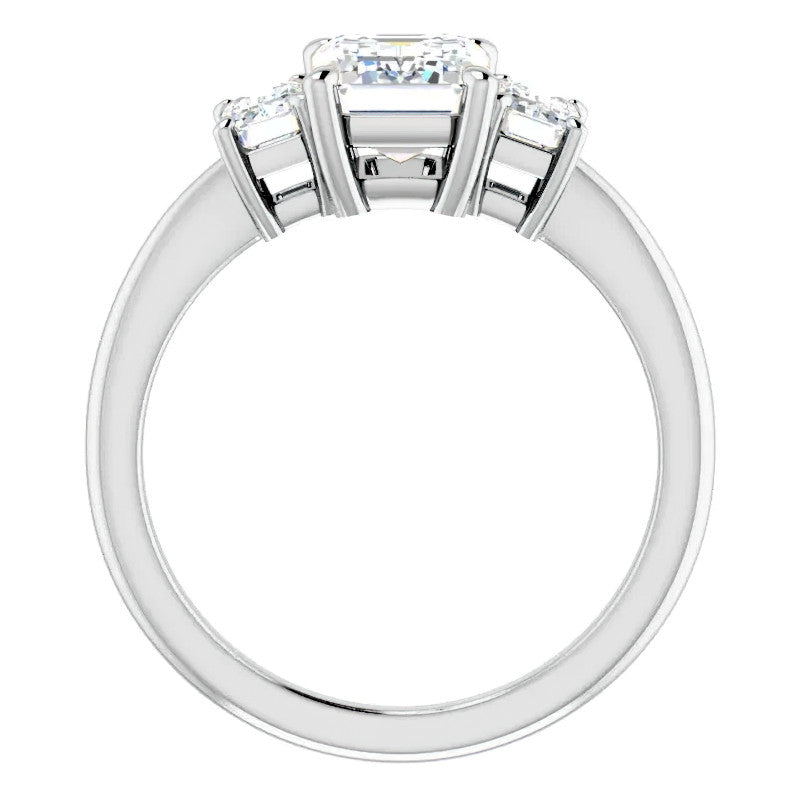 Emerald cut Moissanite Three-Stone Engagement Ring