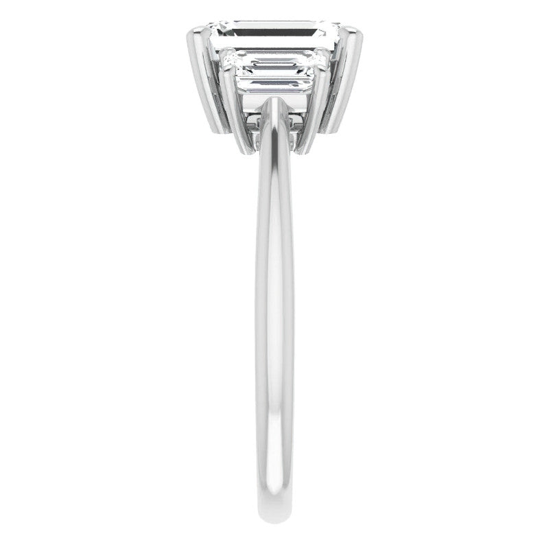 Emerald cut Moissanite Three-Stone Engagement Ring