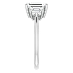 Emerald cut Moissanite Three-Stone Engagement Ring