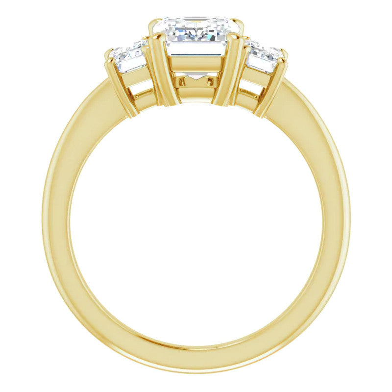 Emerald cut Moissanite Three-Stone Engagement Ring