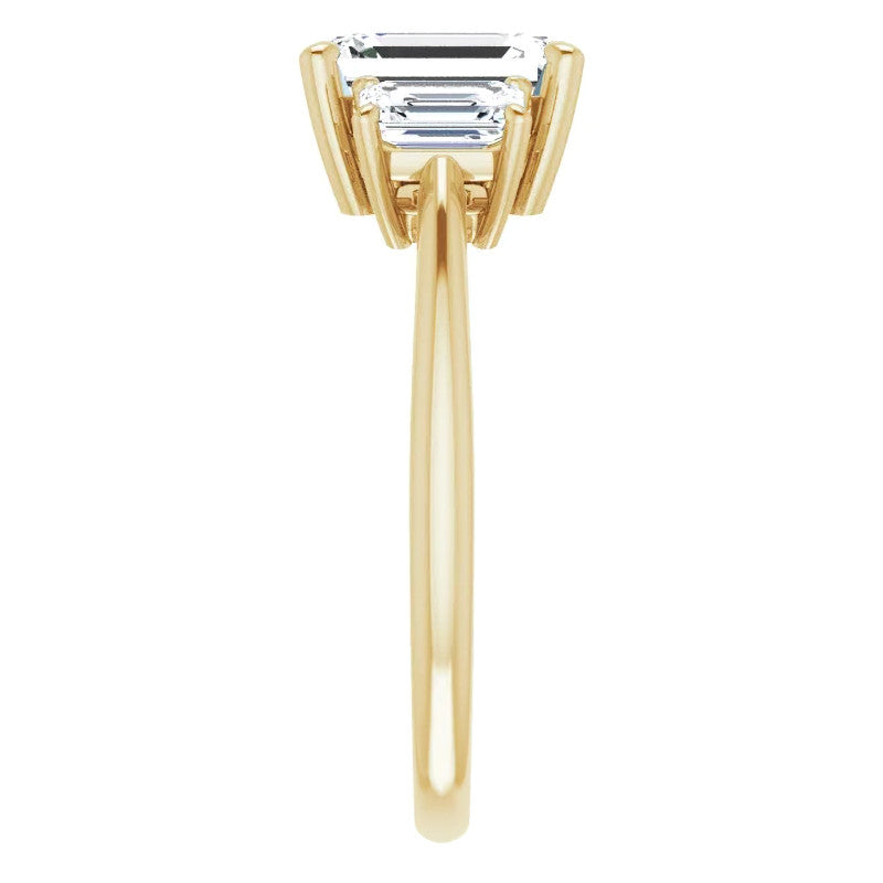 Emerald cut Moissanite Three-Stone Engagement Ring