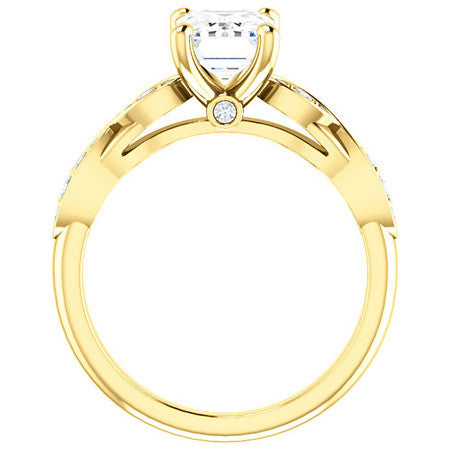 Emerald & Round Brilliant Moissanite Engagement Ring
