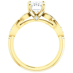 Emerald & Round Brilliant Moissanite Engagement Ring