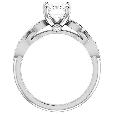 Emerald & Round Brilliant Moissanite Engagement Ring
