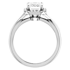 Emerald / Radiant Split-Shank Halo Engagement Ring
