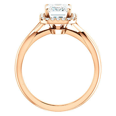 Emerald / Radiant Split-Shank Halo Engagement Ring