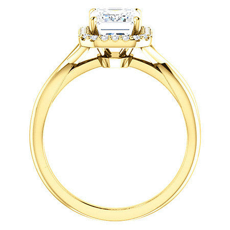 Emerald / Radiant Split-Shank Halo Engagement Ring