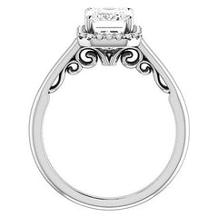 Emerald / Radiant cut Halo Two-Toned Engagement Ring
