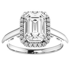 Emerald / Radiant cut Halo Two-Toned Engagement Ring