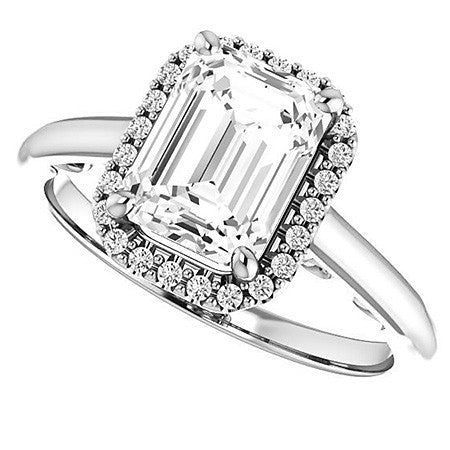 Emerald / Radiant cut Halo Two-Toned Engagement Ring