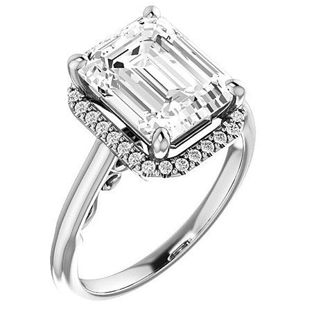 Emerald / Radiant cut Halo Two-Toned Engagement Ring