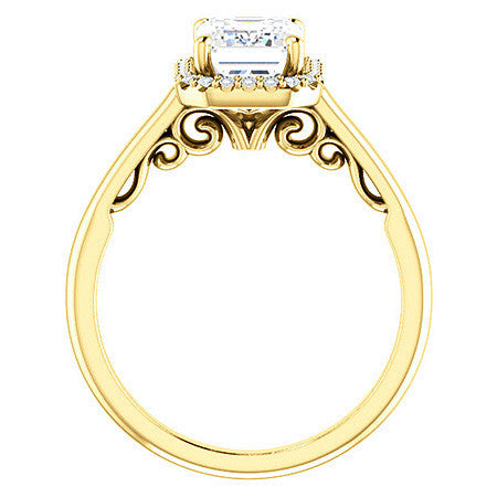 Emerald / Radiant cut Halo Two-Toned Engagement Ring