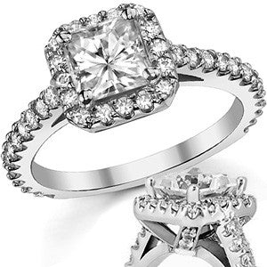 Princess Halo Moissanite Engagement Ring
