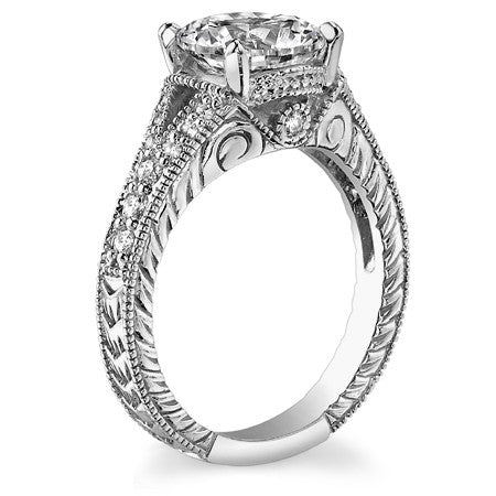 Antique Split Shank Radiant Moissanite Engagement Ring