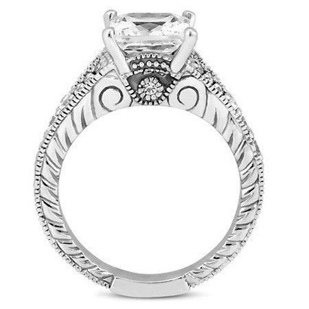 Antique Split Shank Radiant Moissanite Engagement Ring