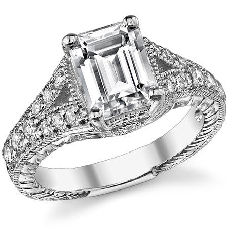 Antique Split Shank Radiant Moissanite Engagement Ring