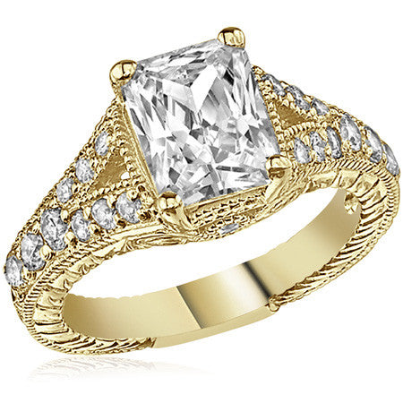 Antique Split Shank Radiant Moissanite Engagement Ring