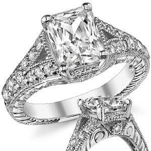 Antique Split Shank Radiant Moissanite Engagement Ring